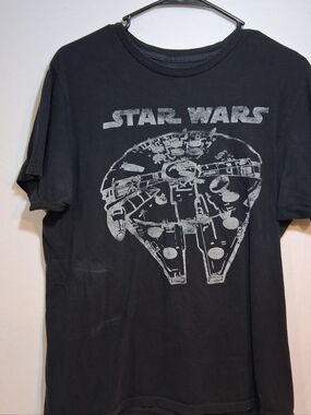 Star Wars Black T‑Shirt with Silver Logo Print